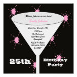25th Birthday Party Invitation -- Pink 25th Toast