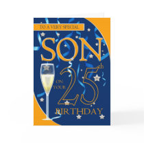 25th Birthday Son - Champagne Glass Card