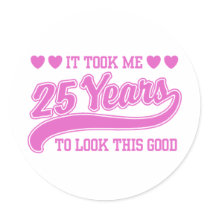 25th Birthday Round Sticker