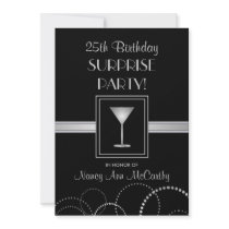 25th Birthday Surprise Party Custom Invitations