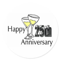 25th Wedding Anniversary Gifts Round Sticker