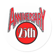 25th Wedding Anniversary Gifts Round Sticker