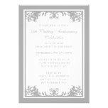 25th Wedding Anniversary Silver Flourish Scroll Personalized Announcements