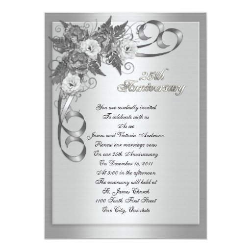 Invitation cards for 25th wedding anniversary