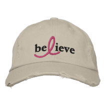 ($26.95) Believe Breast Cancer Ribbon Hat