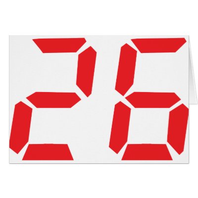 26 twenty-six red alarm clock digital number card by Tomaniac
