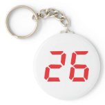 26 twenty-six red alarm clock digital number keychain