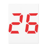 26 twenty-six red alarm clock digital number postcard