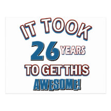 26 year old birthday designs post cards
