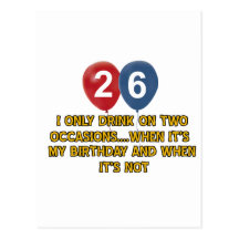 26 year old birthday designs postcard