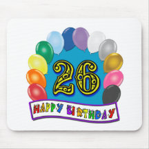 26th Birthday Gifts with Assorted Balloons Design Mouse Pads