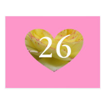 26th Birthday Pink Postcard With floral heart