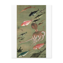 27. 諸魚図, 若冲 Various Fishes, Jakuchū, Japan Art Post Card