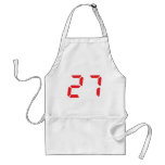 27 twenty-seven red alarm clock digital number aprons