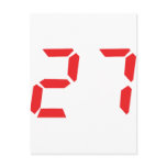 27 twenty-seven red alarm clock digital number postcard
