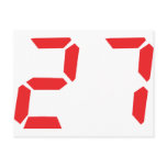 27 twenty-seven red alarm clock digital number post card