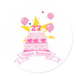 27 Year Old Birthday Cake Round Stickers