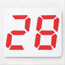 28 twenty-eight red alarm clock digital number mouse mat