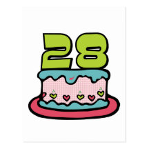 28 Year Old Birthday Cake Postcard