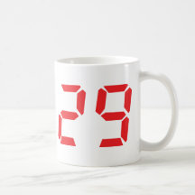 29 twenty-nine red alarm clock digital number coffee mugs