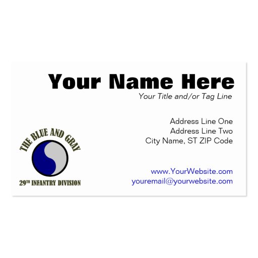 29th Infantry Division Business Card