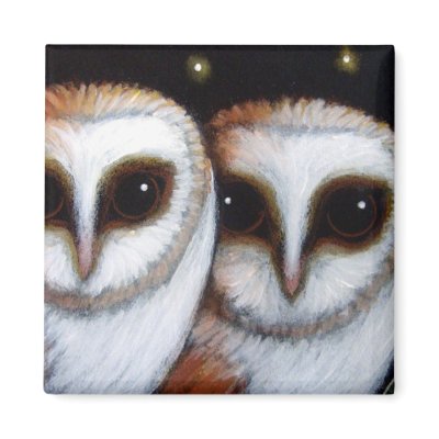 2 BARN OWLS Magnet by BY_CYRA