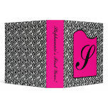 2" Binder Monogram Hot Pink Zebra Animal Print