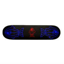 2 Blue an 1 Red Trout Skateboard Deck