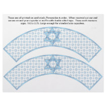 2 Blue Bar Mitzvah Custom Cupcake Wrappers