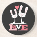 2 Bunnies in Love Sandstone Coaster