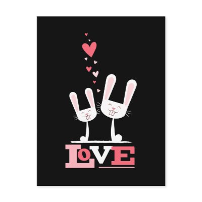 2 Bunnies in Love | Valentine Themed Postcards by LisaMarieDesign