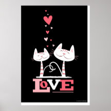 2 Cats in Love Poster Print