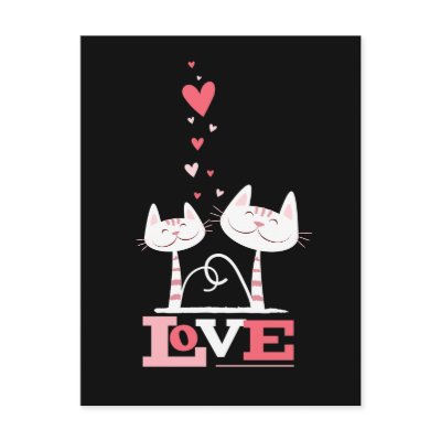 2 Cats in Love | Valentine Themed Postcards by LisaMarieDesign