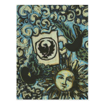 2 Crows and a Sun, Postcard Art for Crowfoot