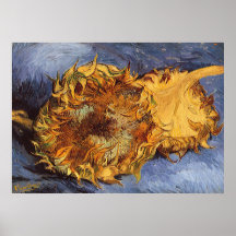 2 Cut Sunflowers by Vincent van Gogh, Vintage Art Poster