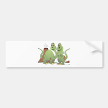 2 Dinosaur Friends Cartoon Bumper Stickers