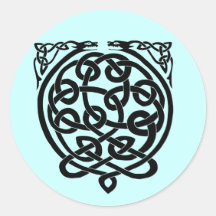 2 dragons-BW Round Sticker