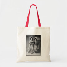 2 Geisha Girls Vintage Japanese Photo Canvas Bags