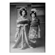2 Geisha Girls Vintage Japanese Photo Card