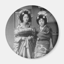 2 Geisha Girls Vintage Japanese Photo Magnet