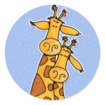 2 giraffes round sticker