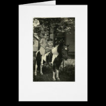 2 GIRLS AND A HORSE GREETING CARD cards