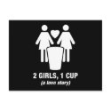 2 girls one cup - 2girls1cup - funny tee postcards