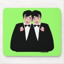 2 Grooms Black Hair Mouse Pad