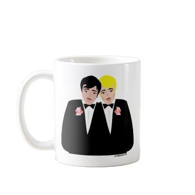2 Grooms (Blonde and Black Hair) Coffee Mugs by gayweddingday