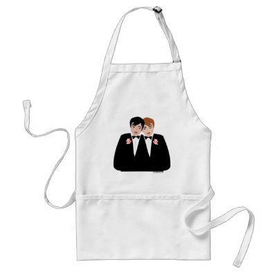 2 Grooms (Brown Hair and Black Hair) Apron by gayweddingday