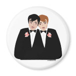 2 Grooms (Brown Hair and Black Hair) Fridge Magnet