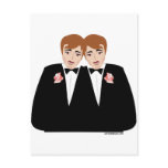 2 Grooms Brown Hair Post Card