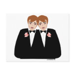 2 Grooms Brown Hair Postcard