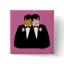 2 Grooms (Ethnic and Black-Haired) Pinback Button